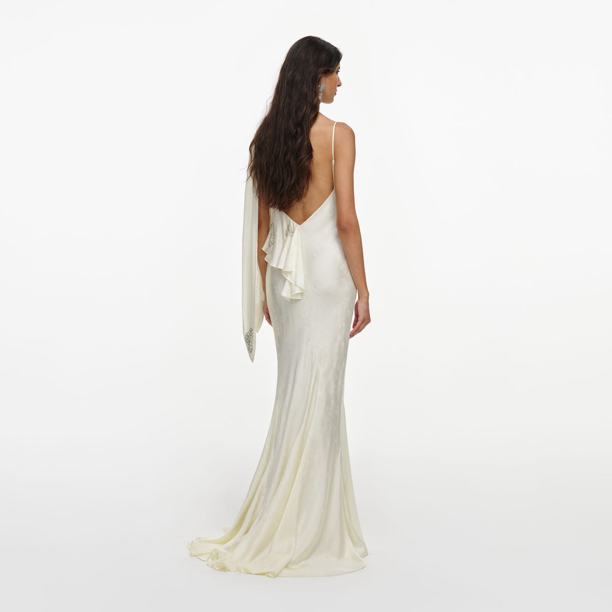 self portrait cream satin embellished bib maxi dress Self Portrait, Cream Satin Diamante Bralette Maxi Dress + ZIPPER Wedding  Dress Save 48%
