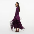 Purple Satin Fringed Kaftan