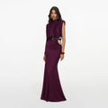 Purple Jersey Draped Maxi Dress