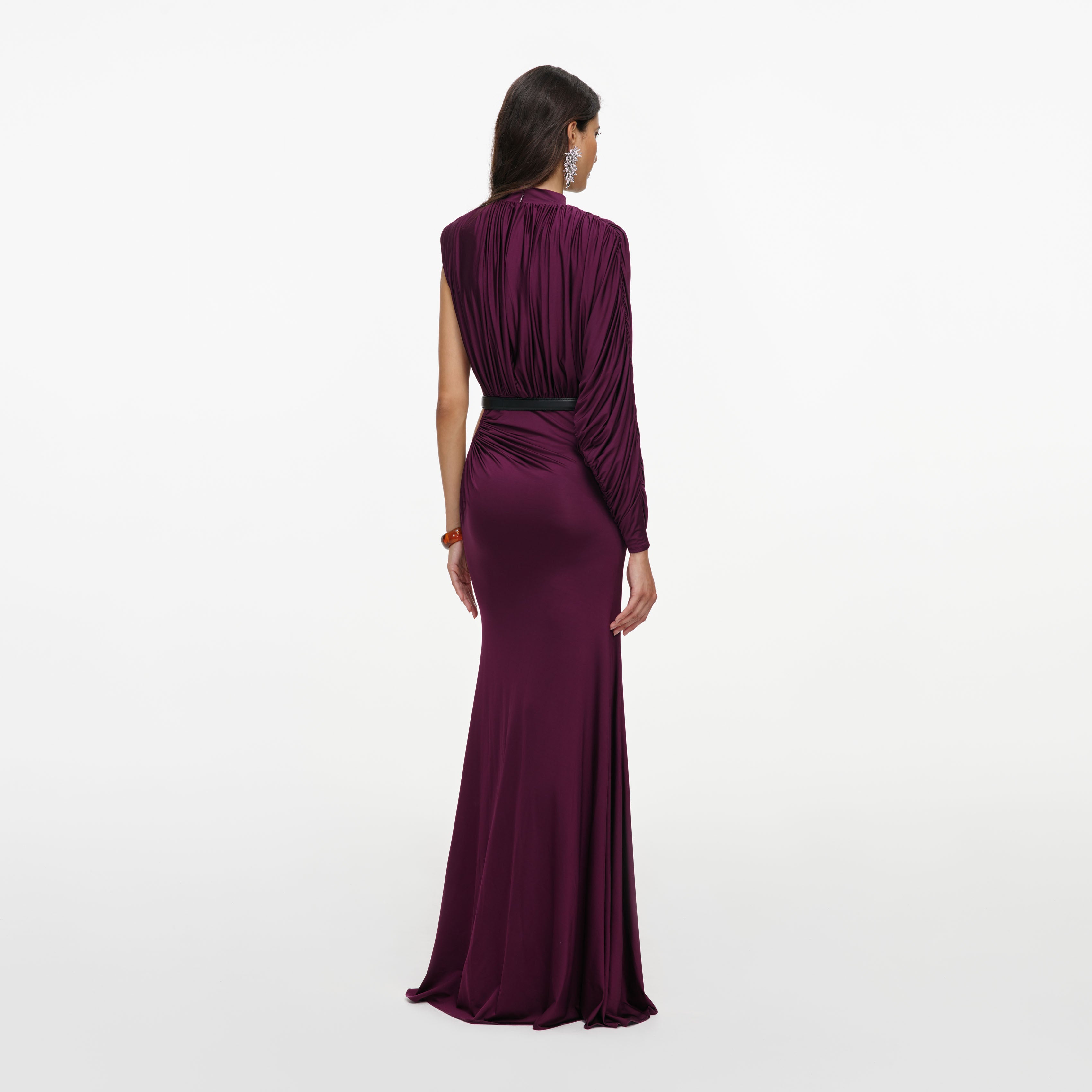 Purple Jersey Draped Maxi Dress