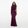 Purple Jersey Draped Maxi Dress