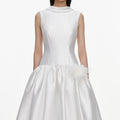 White Taffeta Bubble Hem Midi Dress