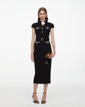 Black Wool Crepe Midi Dress