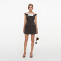 Brown Off Shoulder Collar Mini Dress