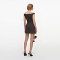 Brown Off Shoulder Collar Mini Dress