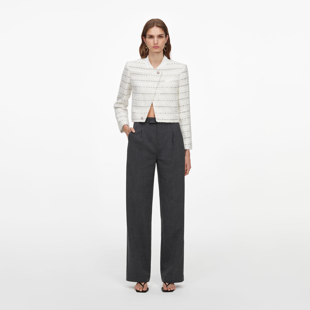 White Boucle Boxy Jacket