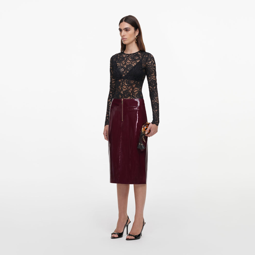 Purple Faux Leather Skirt