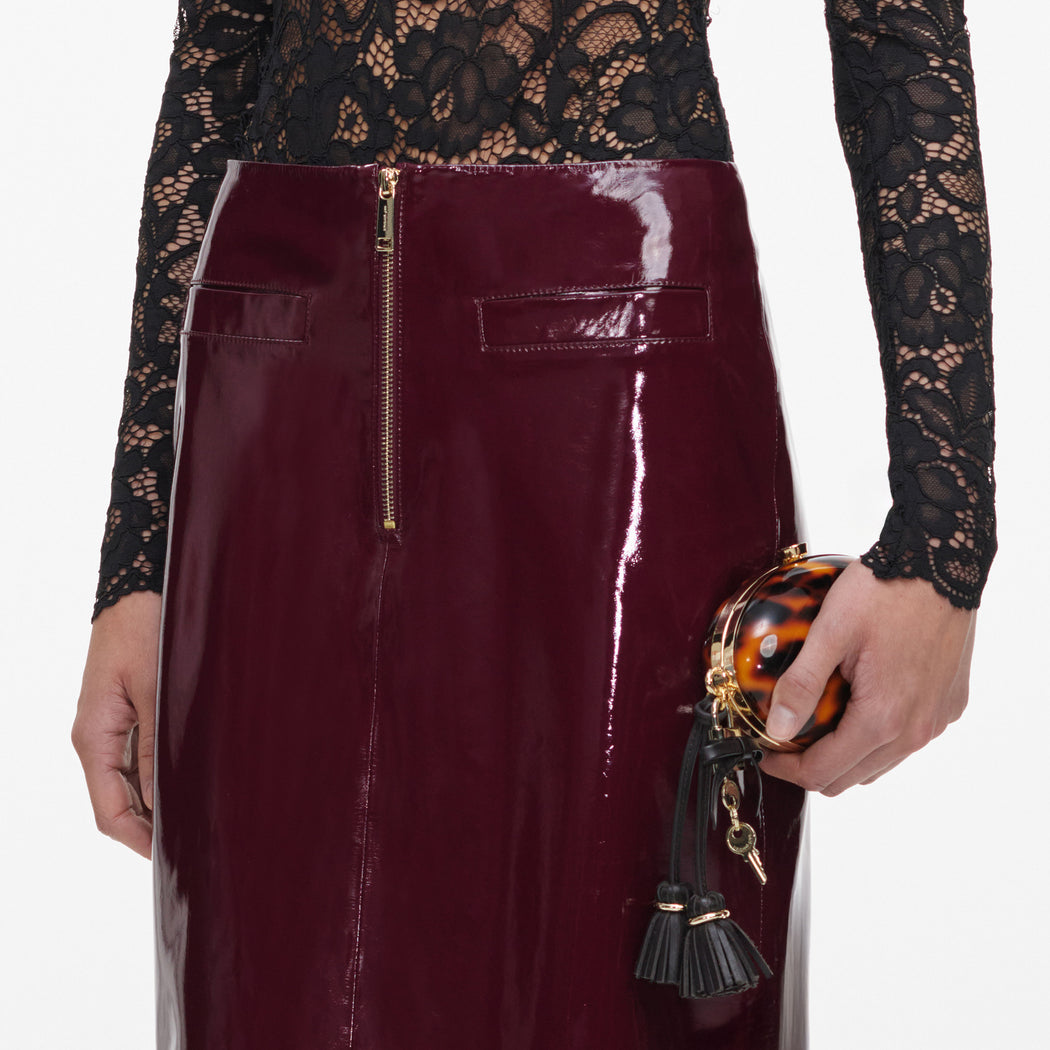 Purple Faux Leather Skirt