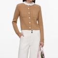 Brown Embellished Knit Cardigan