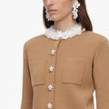 Brown Embellished Knit Cardigan