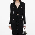 Black Chenille Knit Midi Dress