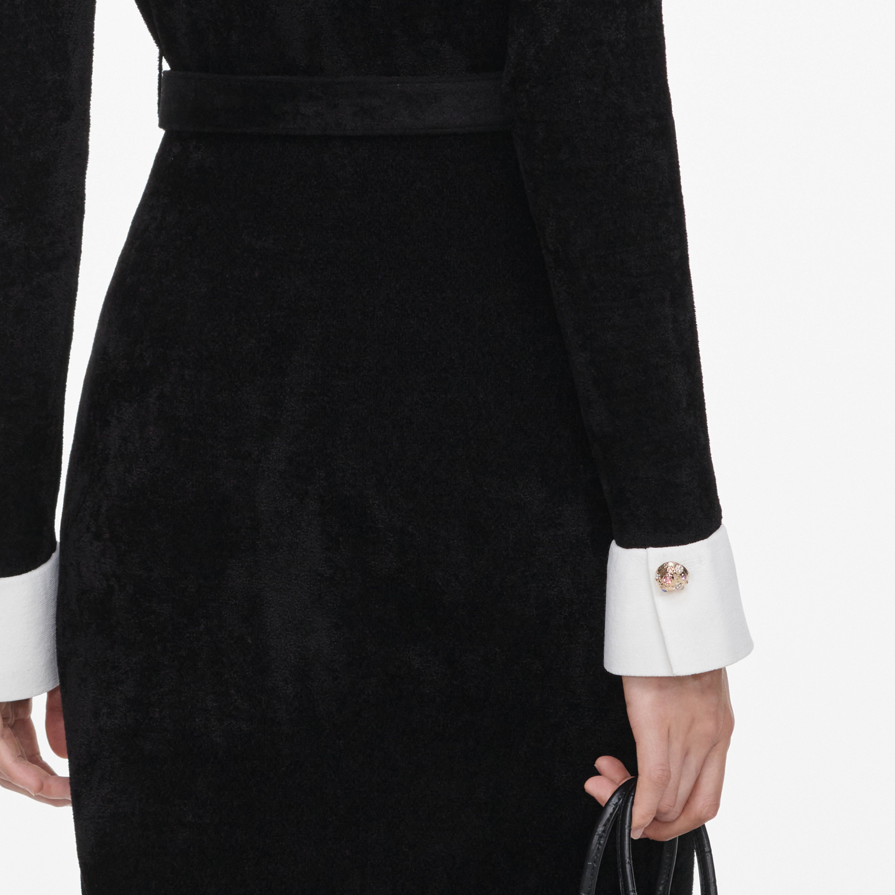self portrait black chenille knit midi dress Black Chenille Knit Midi Dress  self-portrait