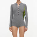 Grey Button Knit Playsuit