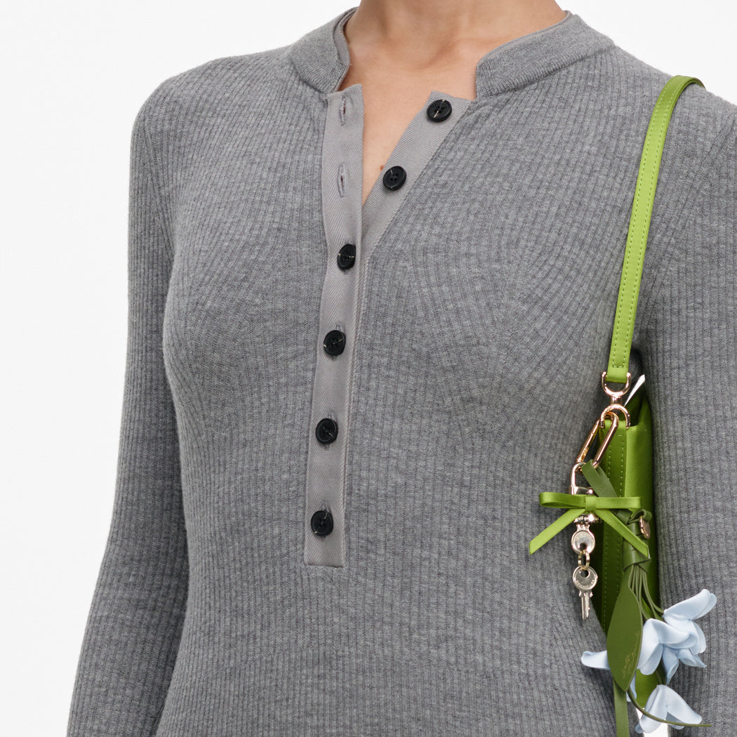 Grey Button Knit Playsuit
