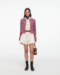 Red Check Frayed Knit Jacket