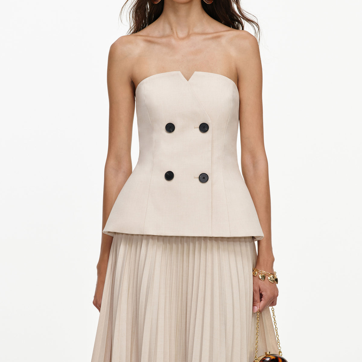 overlap bandeau midi dress in beige ASOS DESIGN contrast cup bengaline bandeau overlay midi dress in natur