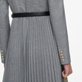 Grey Check Pleated Midi Dress