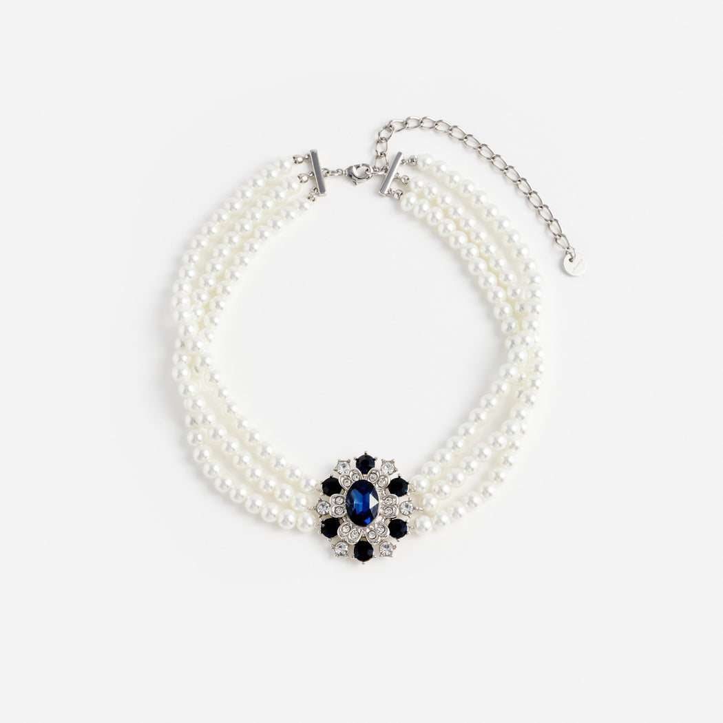 Blue Crystal Pearl Choker