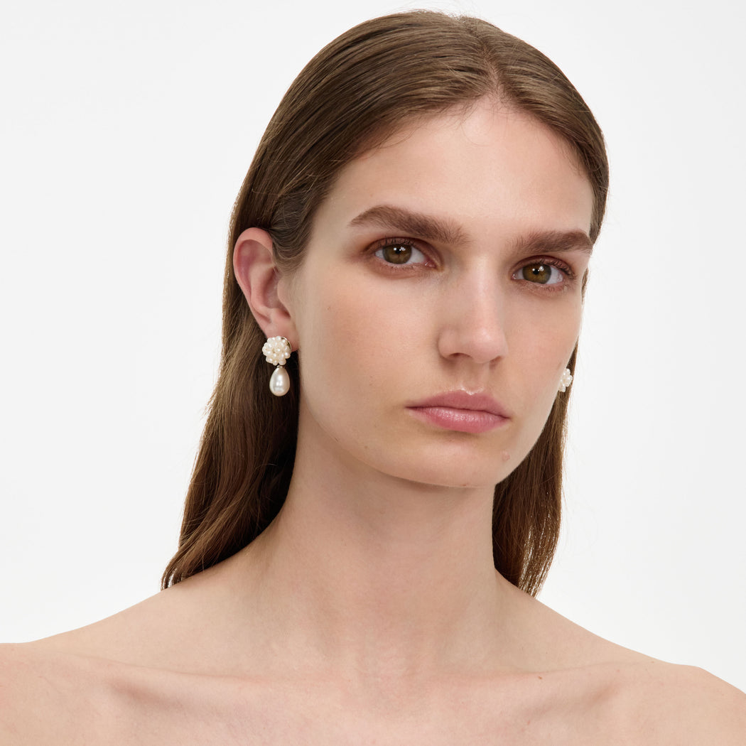 Pearl Cluster Droplet Earring