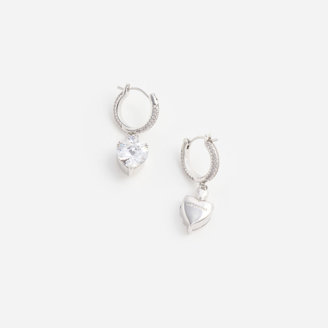 Crystal Heart Dangle Hoop Earring