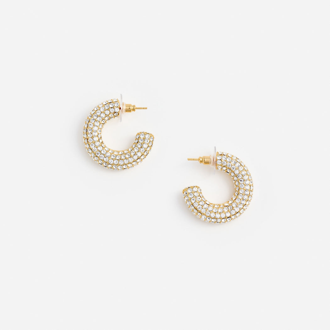 Gold Crystal Hoop Earring
