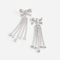 Silver Crystal Bow Droplet Earrings