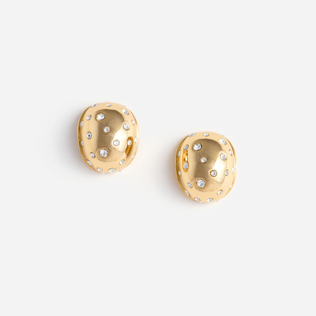 Gold Curved Crystal Earring