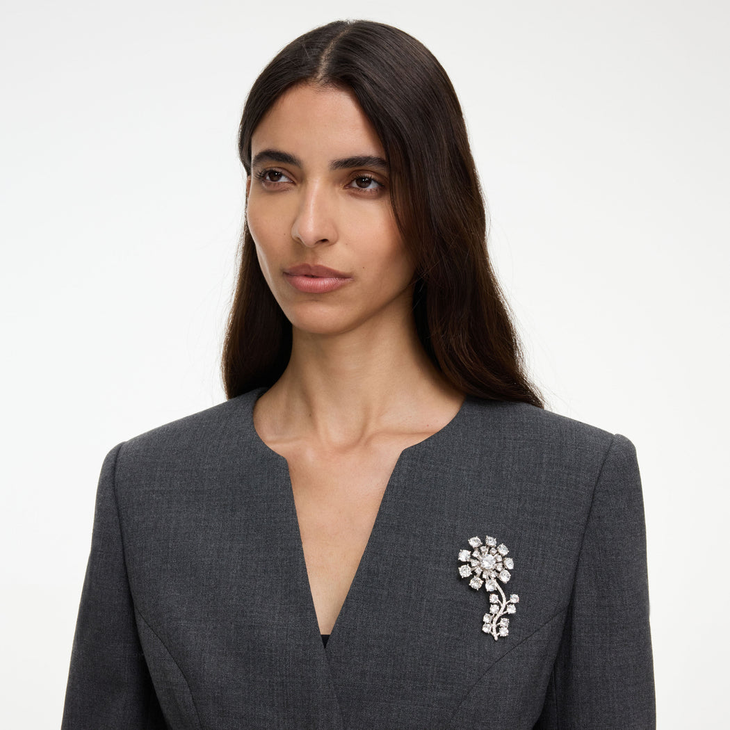 Crystal Flower Brooch