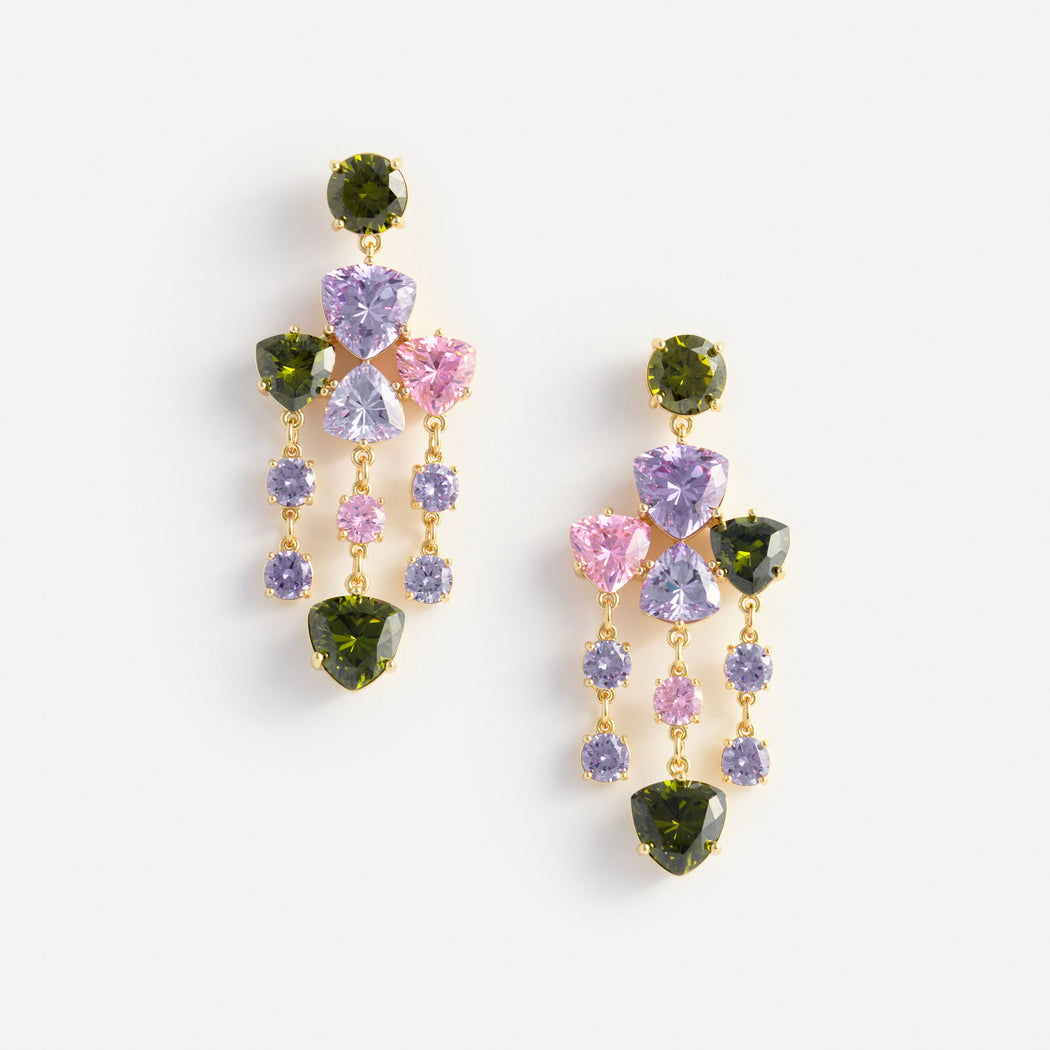 Multi Crystal Droplet Earring
