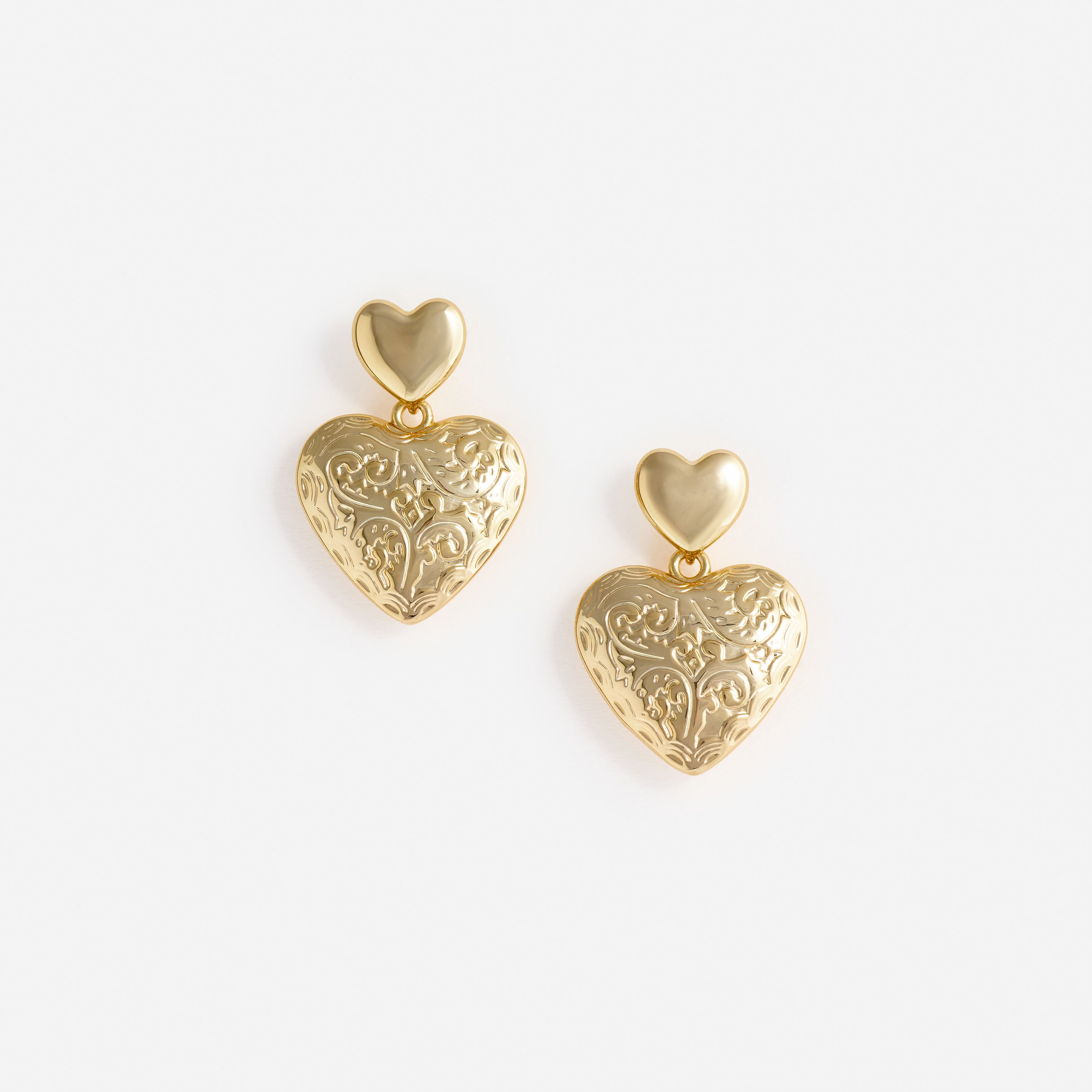 Gold Double Heart Earring