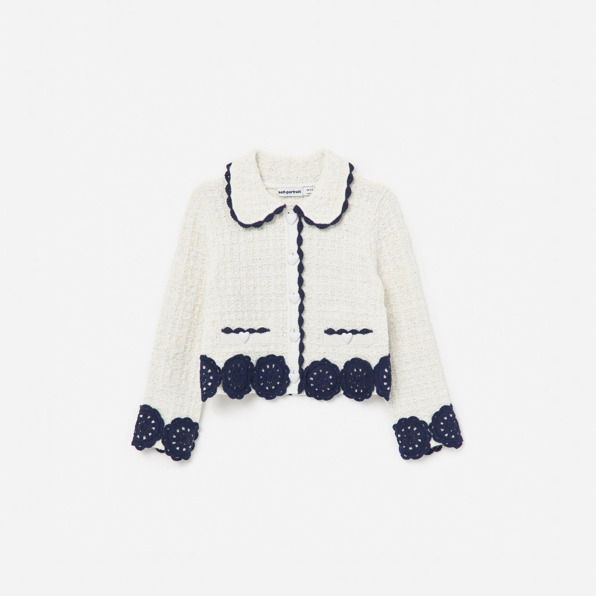 Cream Knit Contrast Trim Cardigan