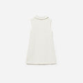 Cream Knit Flower Trim Dress