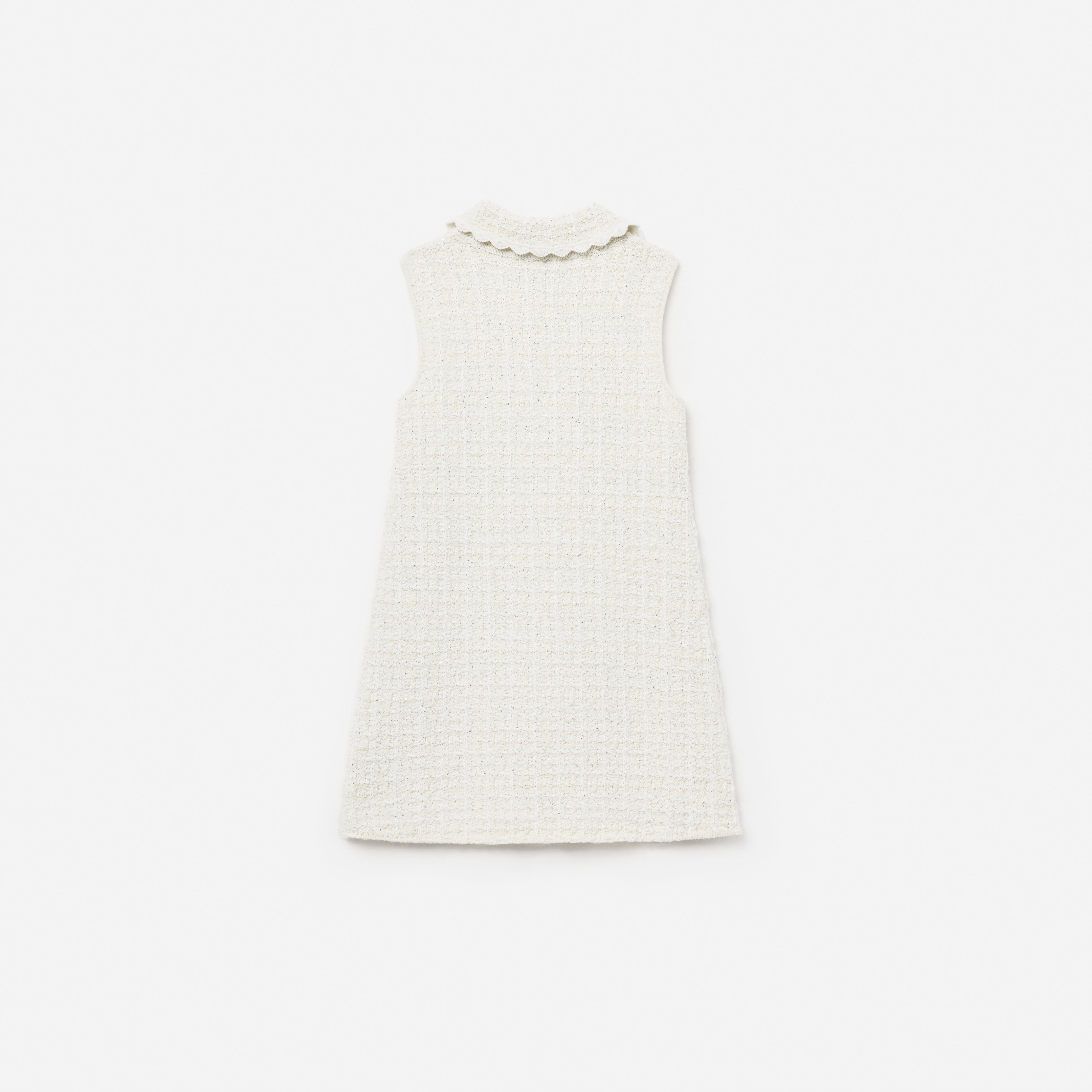 Cream Knit Flower Trim Dress