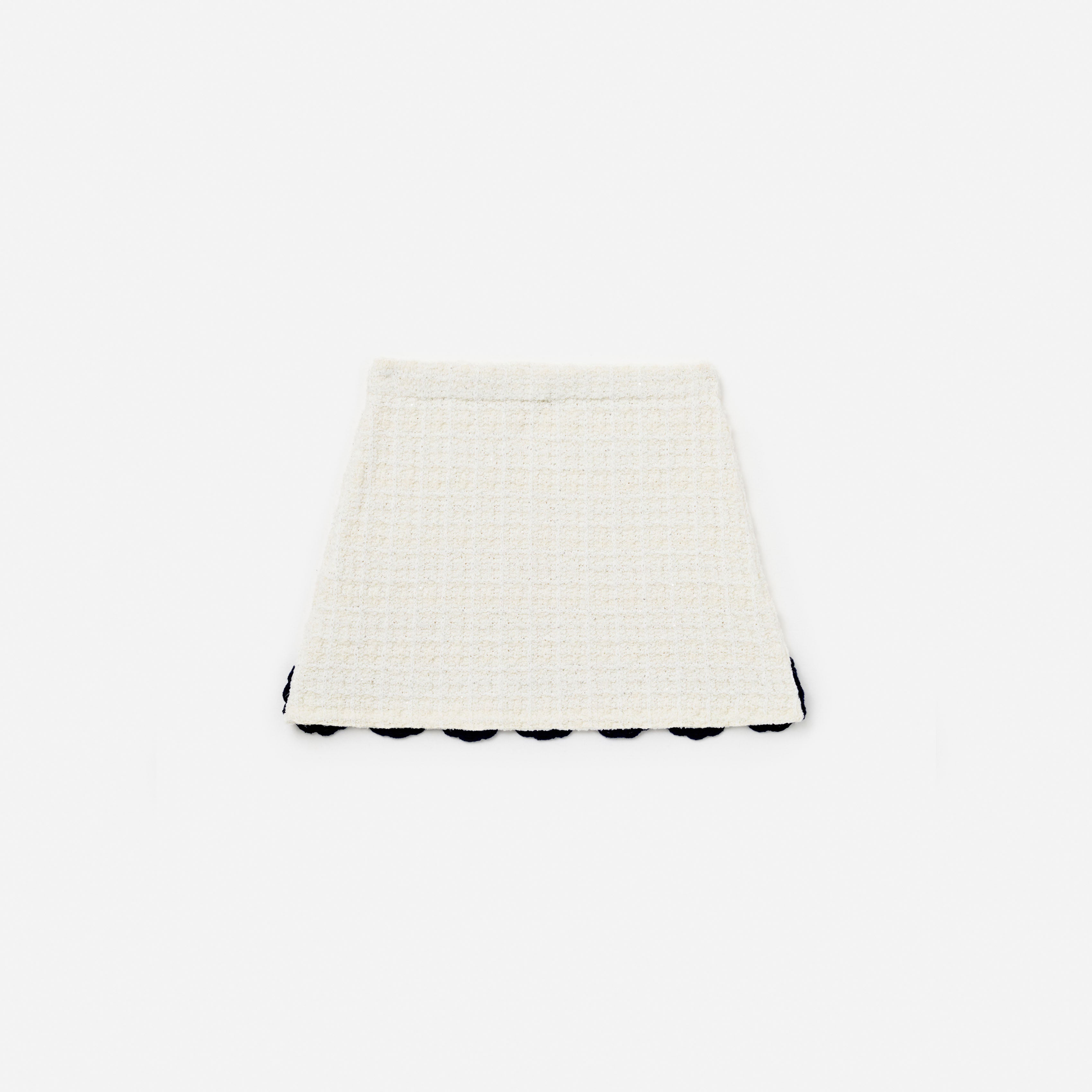 Cream Knit Contrast Trim Skirt