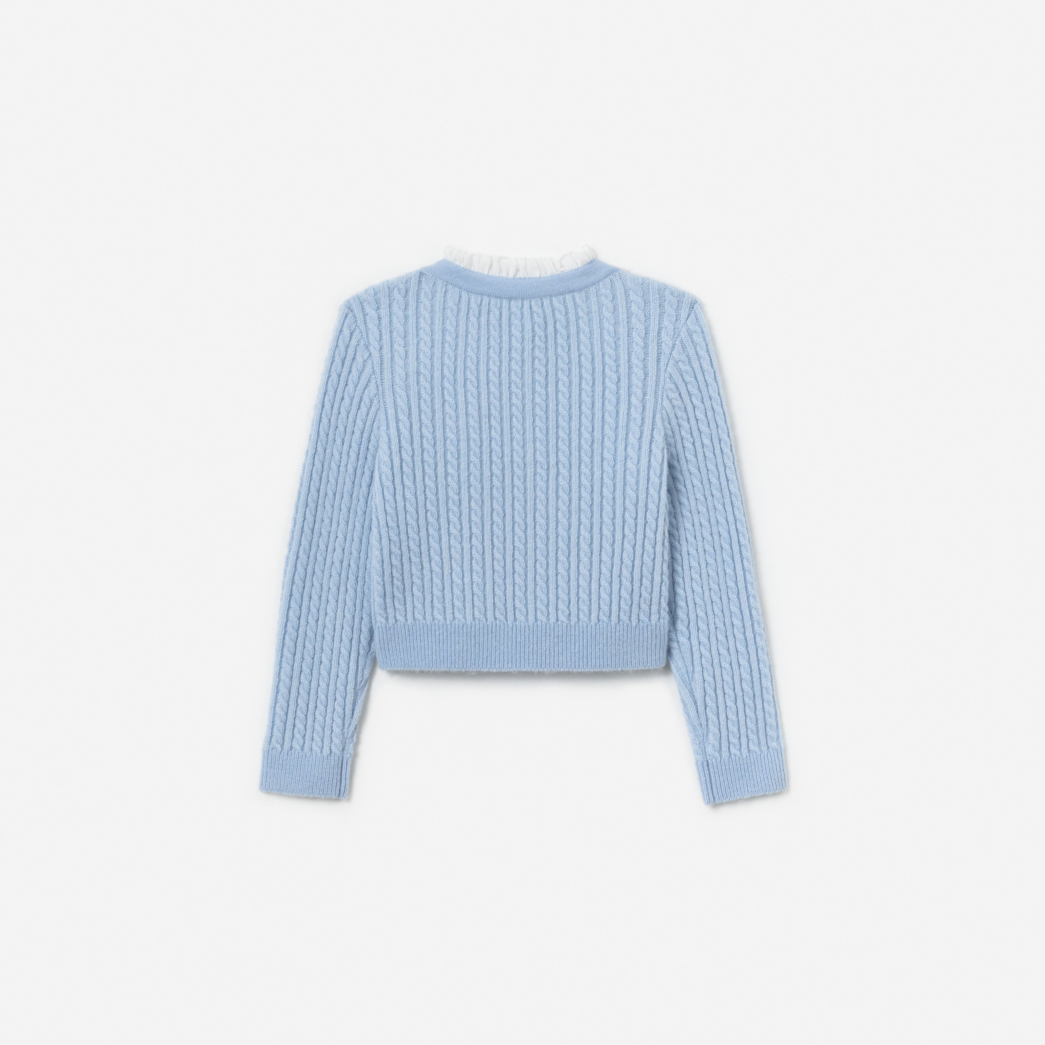 Blue Cable Knit Frill Cardigan – self-portrait