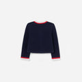 Navy Wool Frill Knit Cardigan