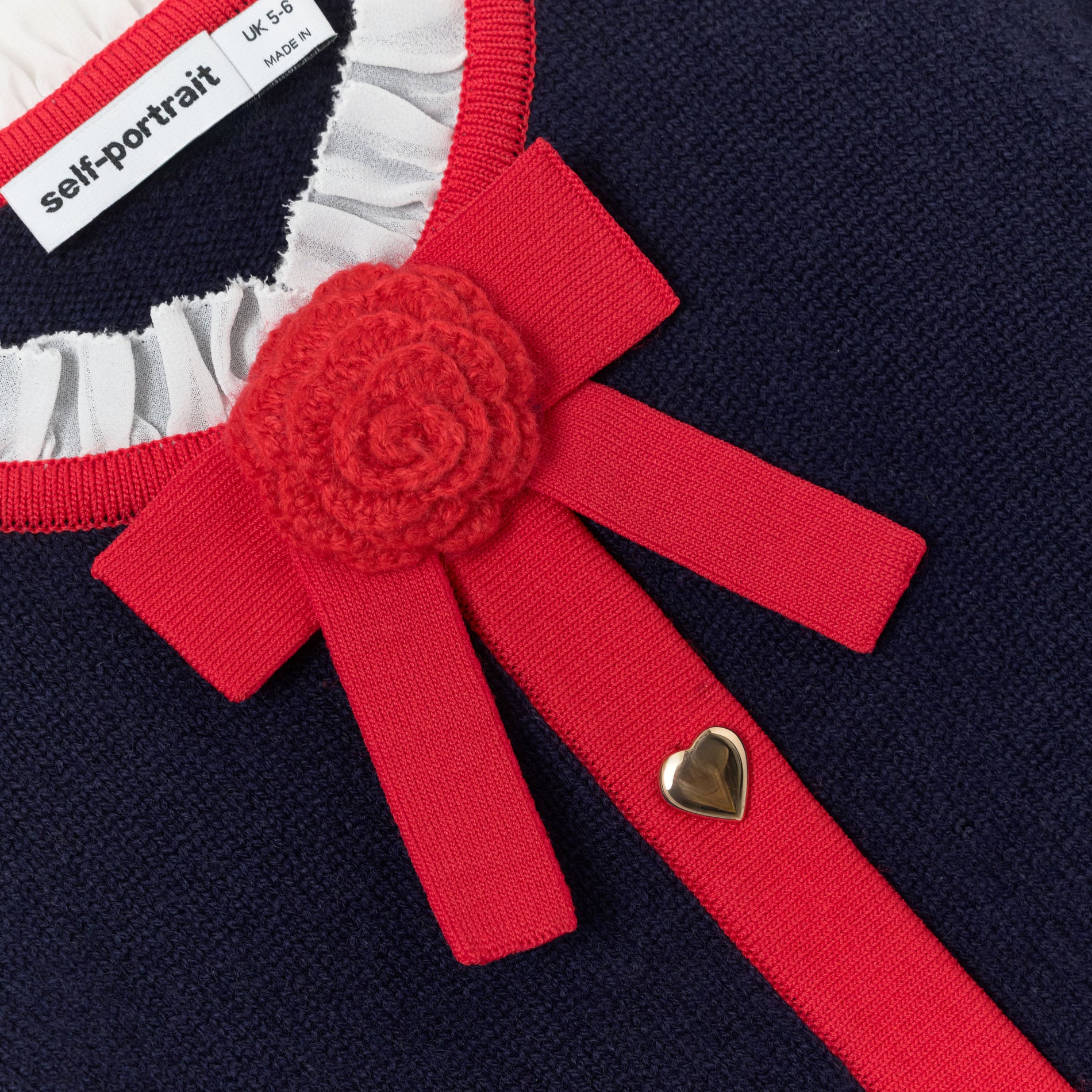 Navy Wool Frill Knit Cardigan