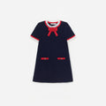 Navy Wool Frill Knit Dress
