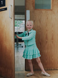 Mint Pointelle Knit Tiered Skirt