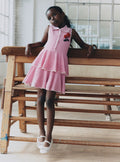 Pink Tiered Pointelle Knit Dress
