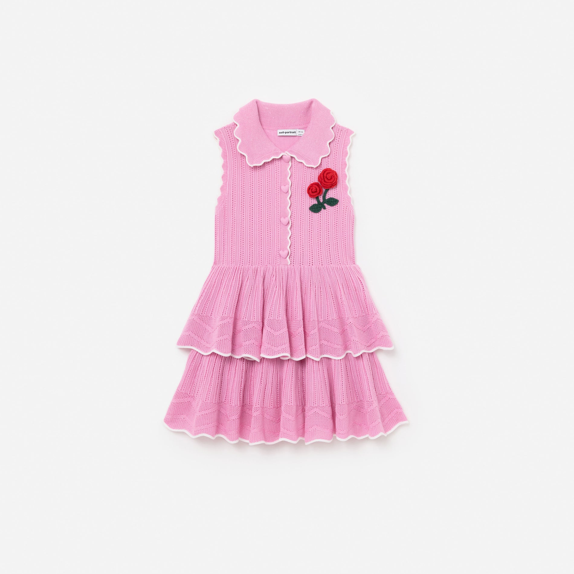 Pink Tiered Pointelle Knit Dress