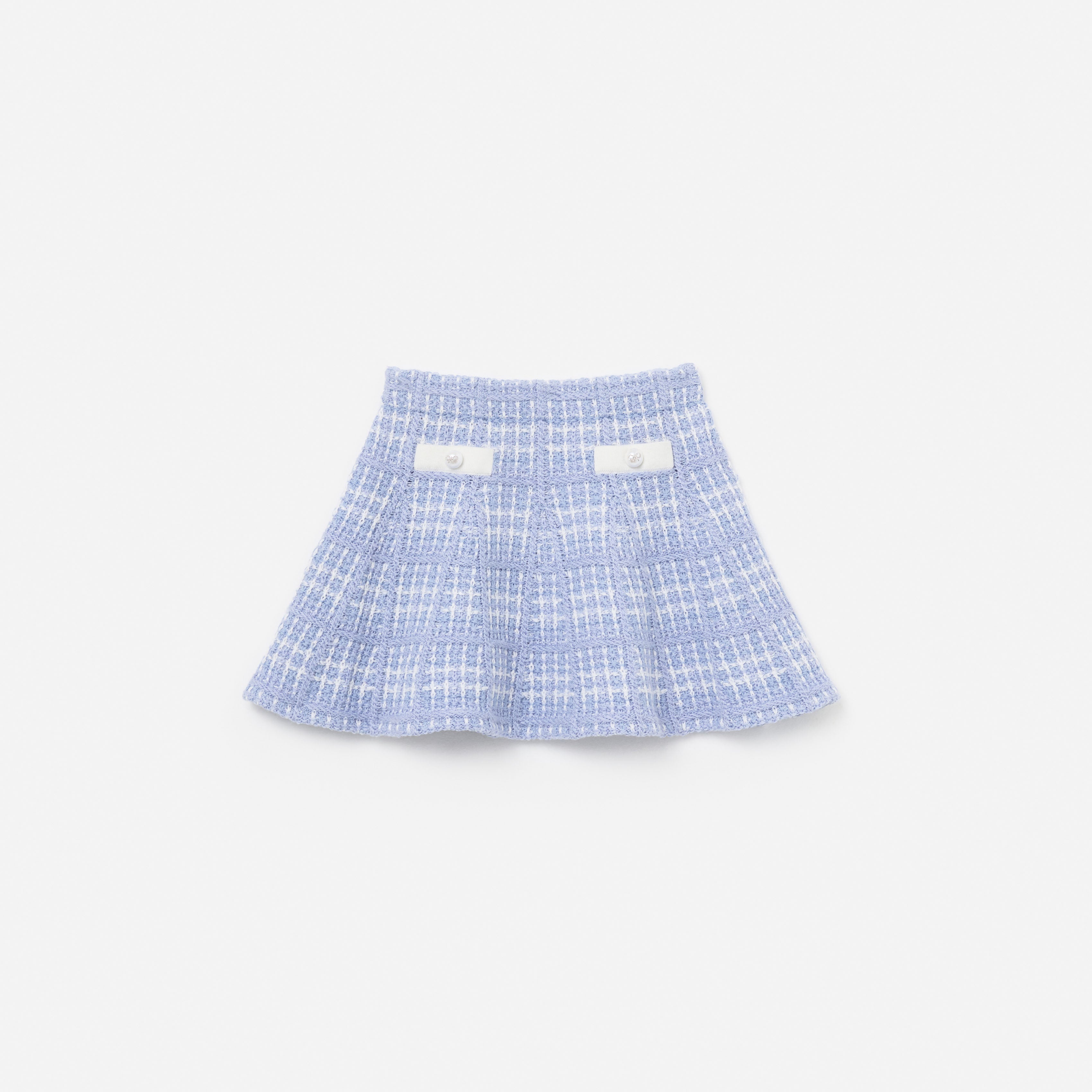 Blue Check Knit Skirt