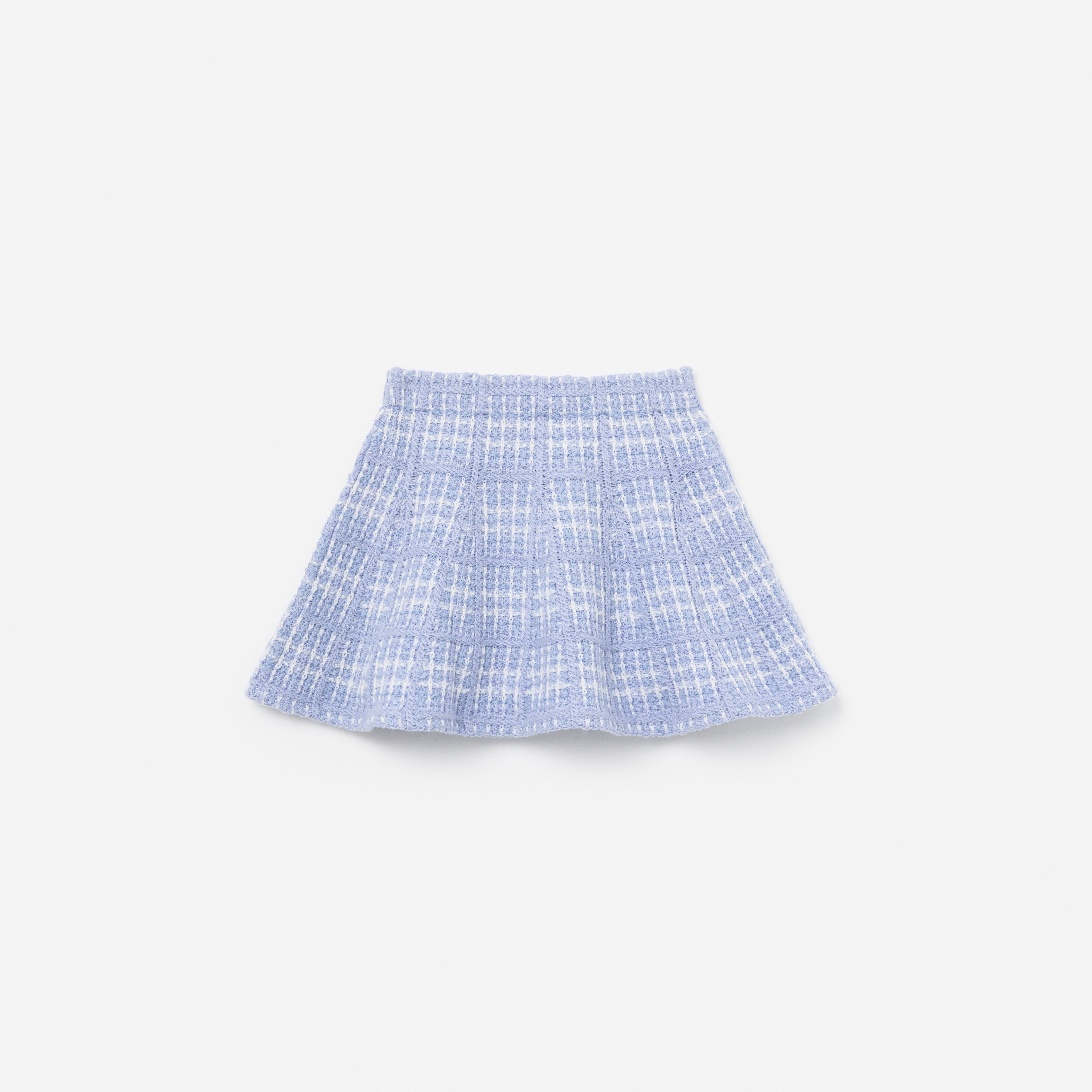 Blue Check Knit Skirt