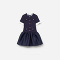 Navy Knit Taffeta Dress