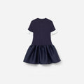 Navy Knit Taffeta Dress