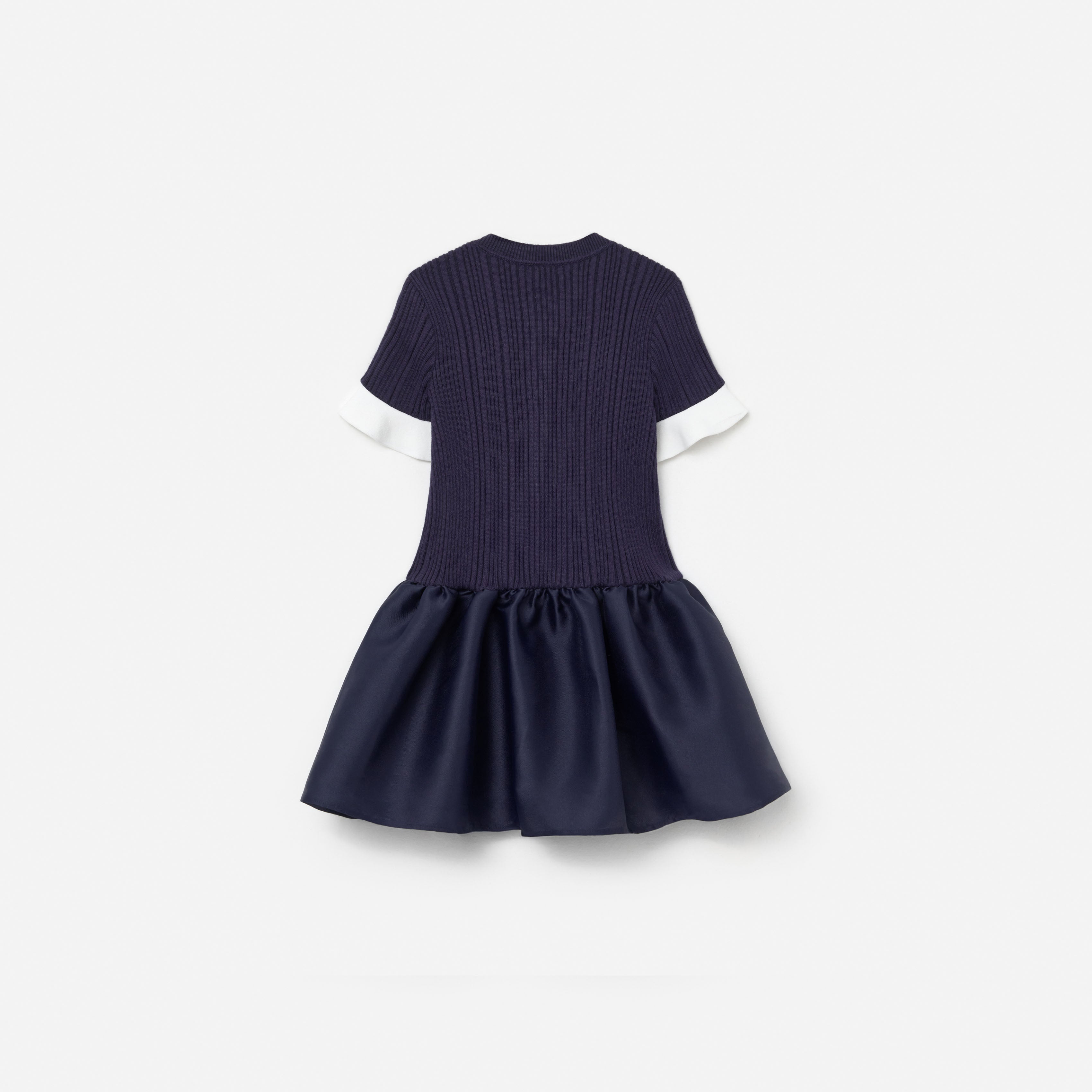 Navy Knit Taffeta Dress