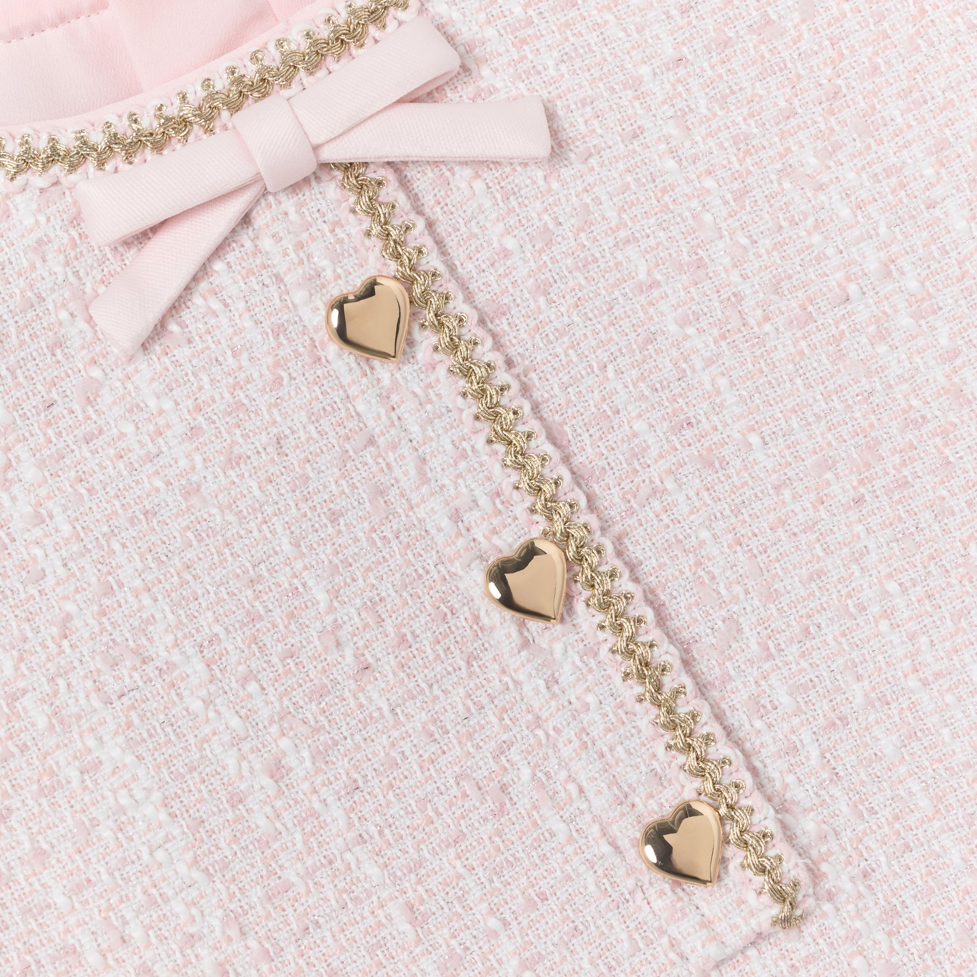 Pink Boucle Braided Trim Dress