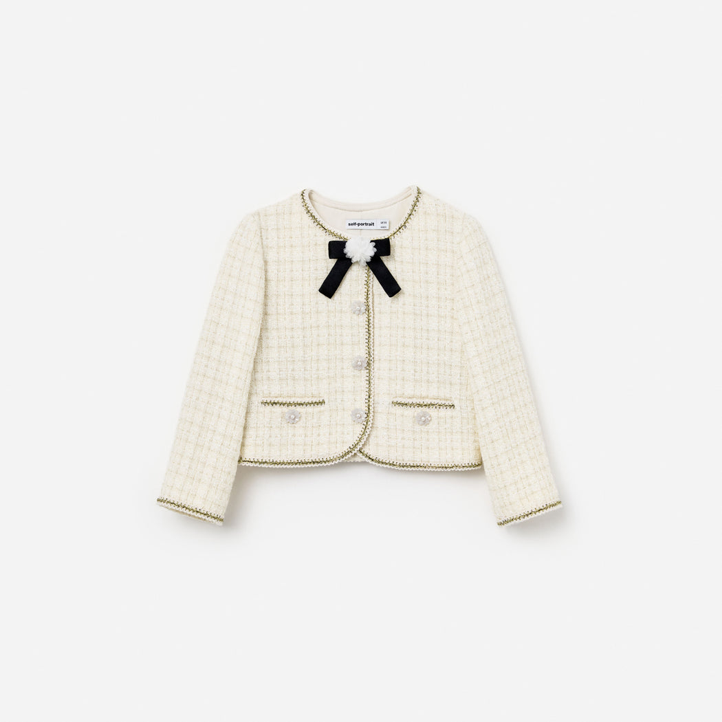 Cream Boucle Bow Jacket
