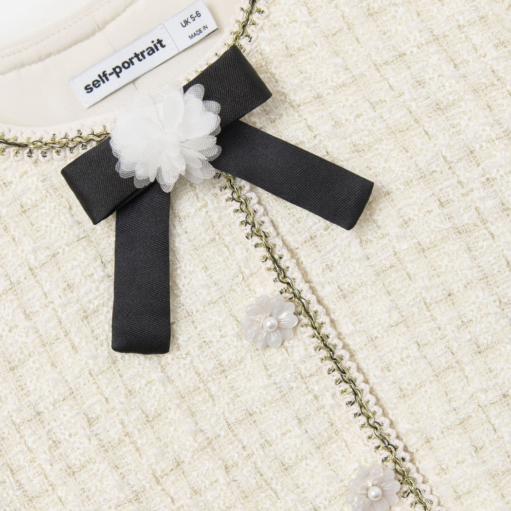 Cream Boucle Bow Jacket