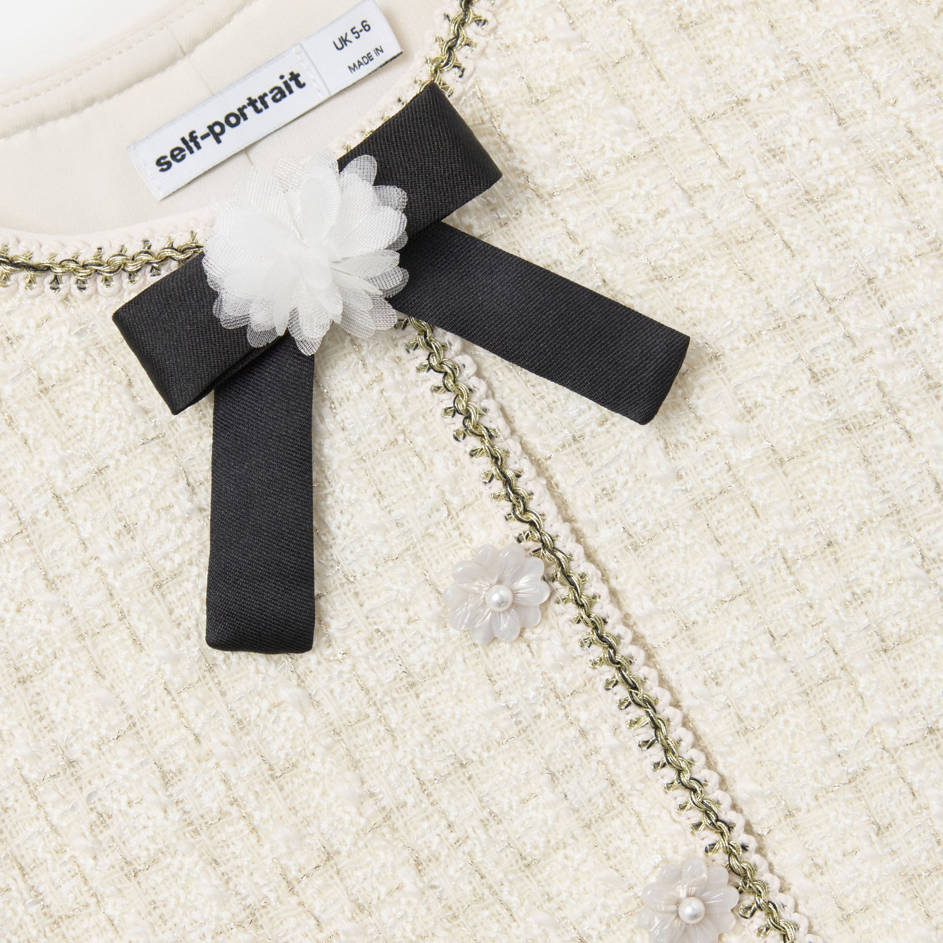 Cream Boucle Bow Jacket
